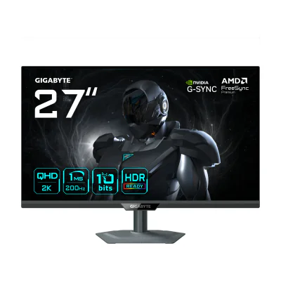 GIGABYTE G27Q2 27” 2K QHD Gaming Monitor - 2560 x 1440, 200Hz, 1ms, 350 cd/m², G-Sync Compatible, FreeSync Premium, HDR10, HDMI 2.0, Displayport 1.4, 68.6 cm (27"), 2560 x 1440 pixels, Quad HD, LED, 1 ms, Black