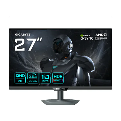 GIGABYTE G27Q20 27” QHD Gaming Monitor - 2560 x 1440, 200Hz, 0.5ms, 350 cd/m², G-Sync Compatible, FreeSync Premium, HDR10, HDMI 2.0, Displayport 1.4, 68.6 cm (27"), 2560 x 1440 pixels, Quad HD, LED, 0.5 ms, Black
