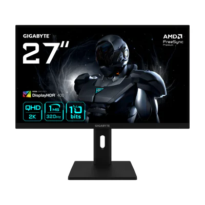 GIGABYTE G27Q3 27” 2K QHD Gaming Monitor - 2560 x 1440, 320Hz, 1ms, 350 cd/m², FreeSync Premium, Display HDR400, HDMI 2.0, Displayport 1.4, 68.6 cm (27"), 2560 x 1440 pixels, Quad HD, LED, 1 ms, Black