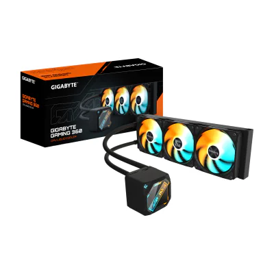GIGABYTE GAMING 360 Liquid CPU Cooler- 3x120mm ARGB Fans, slide-in interlocking mechanism, DAISY-CHAIN, Intel LGA 1851 and AMD AM5 Compatible, All-in-one liquid cooler, 12 cm, Black