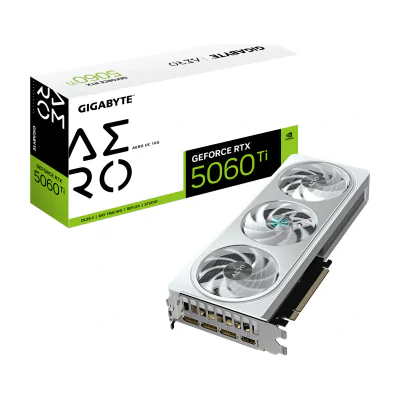 GIGABYTE GeForce RTX 5060 Ti AERO OC 16G Graphics Card - 16GB GDDR7, 128bit, PCI-E 5.0, 2647MHz Core Clock, 3 x DisplayPort, 1 x HDMI, GV-N506TAERO OC-16GD, GeForce RTX 5060 Ti, 16 GB, GDDR7, 128 bit, 7680 x 4320 pixels, PCI Express x16 5.0