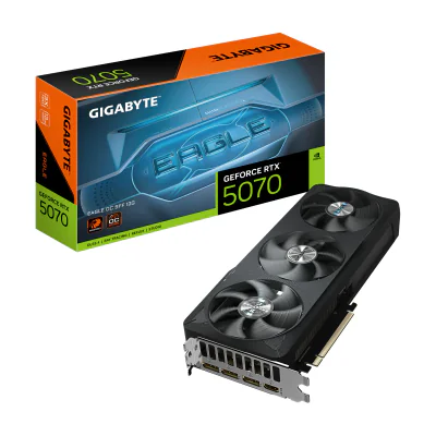 GIGABYTE GeForce RTX 5070 EAGLE OC SFF 12G Graphics Card - 12GB GDDR7, 192bit, PCI-E 5.0, 2587 MHz Core Clock, 3 x DP 2.1b, 1 x HDMI 2.1b, NVIDIA DLSS 4, GV-N5070EAGLE OC-12GD, GeForce RTX 5070, 12 GB, GDDR7, 192 bit, 7680 x 4320 pixels, PCI Express x16 5.0