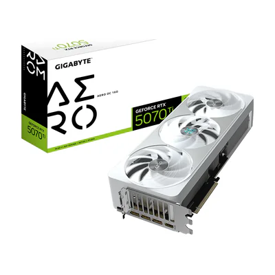 GIGABYTE GeForce RTX 5070 Ti AERO OC 16G Graphics Card, GeForce RTX 5070 Ti, 16 GB, GDDR7, 256 bit, 7680 x 4320 pixels, PCI Express x16 5.0