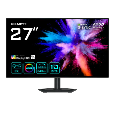 GIGABYTE GO27Q24G. Diagonala ecranului: 68,6 cm (27"), Rezoluția ecranului: 2560 x 1440 pixeli, Tip HD: Quad HD, Tehnologie ecran: OLED, Timp de răspuns: 0,03 ms, Raport de aspect nativ: 16:9, Unghi de vizualizare, orizontal: 178°, Unghi de vizualiza