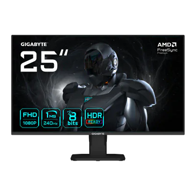 GIGABYTE GS25F2A. Display diagonal: 62.2 cm (24.5"), Display resolution: 1920 x 1080 pixels, HD type: Full HD, Display technology: LED, Display surface: Matt, Response time: 1 ms, Native aspect ratio: 16:9, Viewing angle, horizontal: 178°, Viewing an