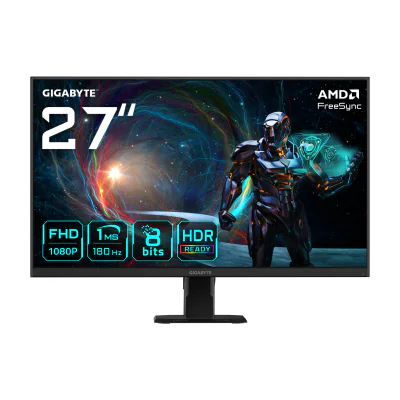 GIGABYTE GS27FA 27" FHD Gaming Monitor - 1920 x 1080, 180Hz, 1ms, 300 cd/m², FreeSync, HDR Ready, HDMI 2.0, 68.6 cm (27"), 1920 x 1080 pixels, Full HD, LCD, 1 ms, Black