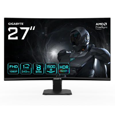 GIGABYTE GS27FC2. Display diagonal: 68.6 cm (27"), Display resolution: 1920 x 1080 pixels, HD type: Full HD, Display technology: LED, Response time: 1 ms, Native aspect ratio: 16:10, Viewing angle, horizontal: 178°, Viewing angle, vertical: 178°. VES