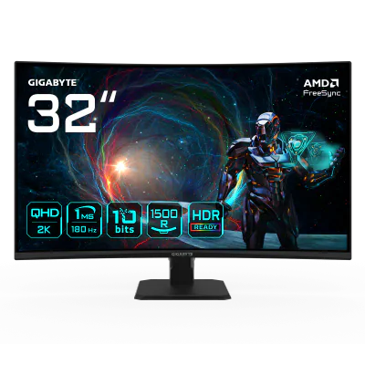 GIGABYTE GS32QCA. Display diagonal: 80 cm (31.5"), Display resolution: 2560 x 1440 pixels, HD type: Quad HD, Display technology: LED, Response time: 1 ms, Native aspect ratio: 16:9, Viewing angle, horizontal: 178Â°, Viewing angle, vertical: 178Â°. VE
