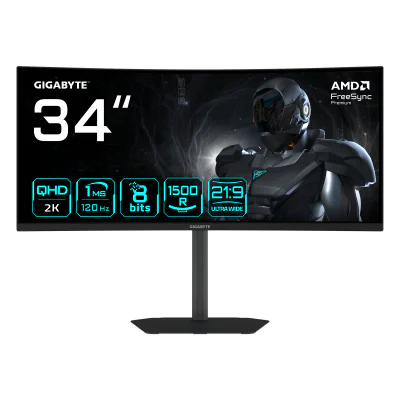 Monitor Gaming GIGABYTE GS34WQCA, 34", 3440 x 1440 pixeli, Black