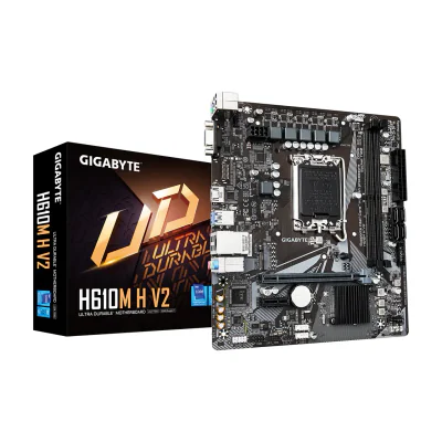 GIGABYTE H610M H V2 Motherboard - Supports Intel Core 14th CPUs, 4+1+1 Hybrid Digital VRM, up to 5600MHz DDR5, 1xPCIe 3.0 M.2, GbE LAN, USB 3.2 Gen 1, Intel, LGA 1700, Intel® Celeron®, Intel® Core™ i3, Intel® Core™ i5, Intel® Core™ i7, Intel® Core™ i9,..., LGA 1700, 96 GB, DDR5-SDRAM