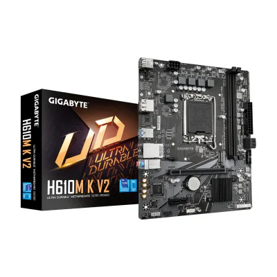 GIGABYTE H610M K V2 Motherboard - Intel Core 14th CPUs, up to 5600MHz DDR5, 1xPCIe 3.0 M.2, 1GbE LAN, USB 3.2 Gen 1, Intel, LGA 1700, Intel® Celeron®, Intel Core i3 12th Gen, Intel Core i3 13th Gen, Intel Core i3 14th Gen, Intel..., LGA 1700, DDR5-SDRAM, 128 GB