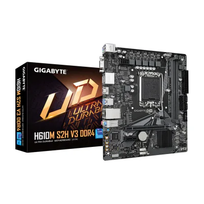 GIGABYTE H610M S2H V3 DDR4 Motherboard, Intel, LGA 1700, Intel® Core™ i3, Intel® Core™ i5, Intel® Core™ i7, LGA 1700, DDR4-SDRAM, 64 GB
