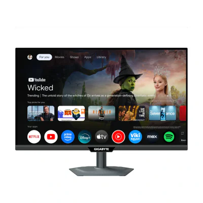 GIGABYTE M27QS 27” 2K QHD Smart Monitor- Google TV, Wireless Display, 2560 x 1440, 180Hz, 1ms, 350 cd/m², FreeSync, Display HDR400, HDMI 2.0, Displayport 1.4, 68.6 cm (27"), 2560 x 1440 pixels, Quad HD, LED, 1 ms, Black