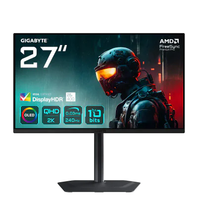 Gigabyte MO27Q2 gaming monitor diagonala 27", 590.42 x 333.72 mm, OLED, Anti-Reflection, Rezolutie: 2560 x 1440 (QHD), Luminozitate: 250 cd/m2, Contrast: 1.5M:1, Unghi vizualizare: 178°(H)/178°(V), Timp raspuns: 0.03ms GTG, Refresh rate: 240Hz, Flick
