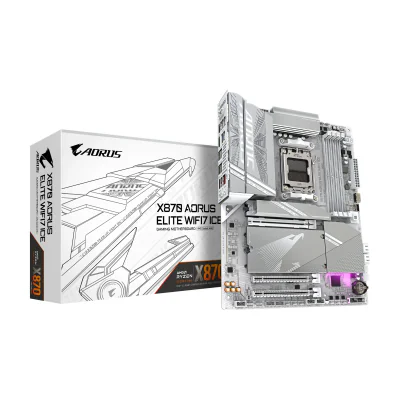 GIGABYTE X870 AORUS ELITE WIFI7 ICE Motherboard, AMD, Socket AM5, AMD Ryzen 7000 Series, AMD Ryzen 8000 Series, AMD Ryzen 9000 Series, Socket AM5, 256 GB, DDR5-SDRAM