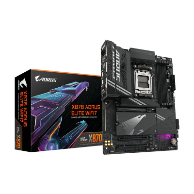 GIGABYTE X870 AORUS ELITE WIFI7 Motherboard, AMD, Socket AM5, AMD Ryzen 7000 Series, AMD Ryzen 8000 Series, AMD Ryzen 9000 Series, Socket AM5, 256 GB, DDR5-SDRAM