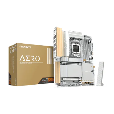 GIGABYTE X870E AERO X3D WOOD Motherboard - Supports AMD Ryzen 9000 CPUs, 16+2+2 Phases Digital VRM, up to 9000Hz DDR5 (OC), 2xPCIe 5.0 + 2xPCIe 4.0, Wi-Fi 7, 5GbE LAN, USB 4, AMD, Socket AM5, AMD Ryzen 7000 Series, AMD Ryzen 8000 Series, AMD Ryzen 9000 Series, Socket AM5, DDR5-SDRAM, 256 GB