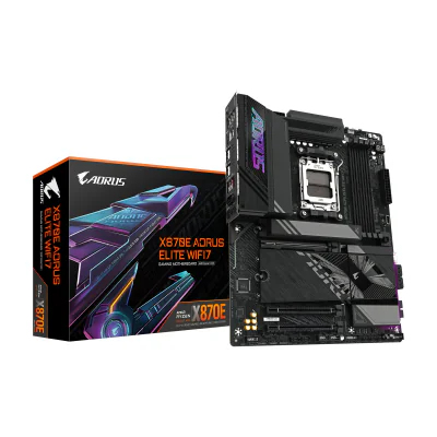 GIGABYTE X870E AORUS ELITE WIFI7 Motherboard, AMD, Socket AM5, AMD Ryzen 7000 Series, AMD Ryzen 8000 Series, AMD Ryzen 9000 Series, Socket AM5, 256 GB, DDR5-SDRAM