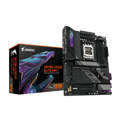 GIGABYTE X870E AORUS ELITE WIFI7 Motherboard, AMD, Socket AM5, AMD Ryzen 7000 Series, AMD Ryzen 8000 Series, AMD Ryzen 9000 Series, Socket AM5, 256 GB, DDR5-SDRAM