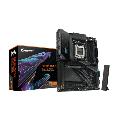 GIGABYTE X870E AORUS ELITE X3D Motherboard - Supports AMD Ryzen 9000 CPUs, 16+2+2 Phases Digital VRM, up to 9000Hz DDR5 (OC), 2xPCIe 5.0 + 2xPCIe 4.0, Wi-Fi 7, 5GbE LAN, USB 4, AMD, Socket AM5, AMD Ryzen 7000 Series, AMD Ryzen 8000 Series, AMD Ryzen 9000 Series, Socket AM5, DDR5-SDRAM, 256 GB