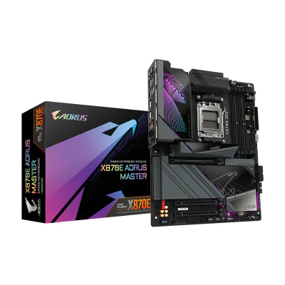 GIGABYTE X870E AORUS MASTER Motherboard - Supports AMD Ryzen 9000 CPUs, 16+2+2 Phases Digital VRM, up to 8600MHz DDR5 (OC), 3xPCIe 5.0 + 1xPCIe 4.0, Wi-Fi 7, 5GbE LAN, USB 4, AMD, Socket AM5, AMD Ryzen 7000 Series, AMD Ryzen 8000 Series, AMD Ryzen 9000 Series, Socket AM5, 256 GB, DDR5-SDRAM