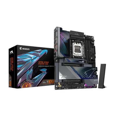 GIGABYTE X870E AORUS MASTER X3D Motherboard - Supports AMD Ryzen 9000 CPUs, 18+2+2 Phases Digital VRM, up to 9000Hz DDR5 (OC), 2xPCIe 5.0 + 3xPCIe 4.0, Wi-Fi 7, 10GbE LAN, USB 4, AMD, Socket AM5, AMD Ryzen 7000 Series, AMD Ryzen 8000 Series, AMD Ryzen 9000 Series, Socket AM5, DDR5-SDRAM, 256 GB