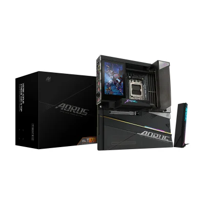 GIGABYTE X870E AORUS XTREME X3D AI TOP Motherboard - Supports AMD Ryzen 9000 Series CPUs, 24+2+2 phases VRM, up to 9000MHz DDR5 (OC), 2xPCIe 5.0 M.2 + 3xPCIe 4.0 M.2, WI-FI 7, 10GbE LAN, USB 4, AMD, Socket AM5, AMD Ryzen 7000 Series, AMD Ryzen 8000 Series, AMD Ryzen 9000 Series, Socket AM5, DDR5-SDRAM, 256 GB