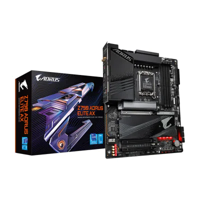 GIGABYTE Z790 AORUS ELITE AX Motherboard - Supports Intel Core 14th CPUs, 16*+2+１ Phases Digital VRM, up to 7600MHz DDR5 (OC), 4xPCIe 4.0 M.2, Wi-Fi 6E, 2.5GbE LAN, USB 3.2 Gen 2x2, Intel, LGA 1700, Intel® Celeron®, Intel® Core™ i3, Intel® Core™ i5, Intel® Core™ i7, Intel® Core™ i9,..., LGA 1700, 192 GB, DDR5-SDRAM