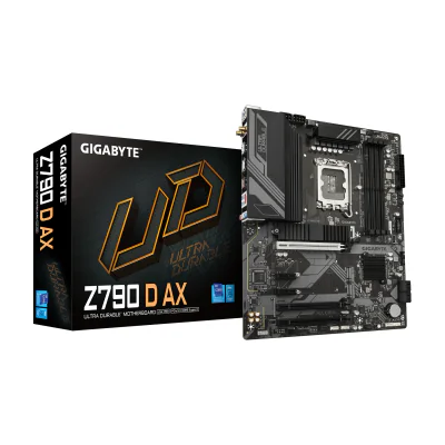 GIGABYTE Z790 D AX Motherboard - Supports Intel Core 14th Gen CPUs, 12+1+1 Phases Digital VRM, up to 7600MHz DDR5 (OC), 3xPCIe 4.0 M.2, Wi-Fi 6E, 2.5GbE LAN, USB 3.2 Gen 2, Intel, LGA 1700, Intel® Celeron®, Intel® Core™ i3, Intel® Core™ i5, Intel® Core™ i7, Intel® Core™ i9,..., LGA 1700, 192 GB, DDR5-SDRAM