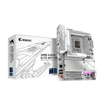 GIGABYTE Z890 AORUS ELITE WIFI7 ICE Motherboard - Supports Intel Core Ultra (Series 2) CPUs, 16+1+2 phases VRM, up to 8800MHz DDR5 (OC), 1xPCIe 5.0 + 3xPCIe 4.0, Wi-Fi 7, 2.5GbE LAN, Thunderbolt 4, Intel, LGA 1851 (Socket V1), Intel Core Ultra (Series 2), LGA 1851, 256 GB, DDR5-SDRAM