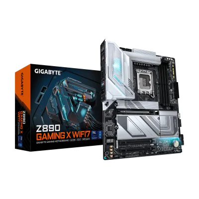 GIGABYTE Z890 GAMING X WIFI7 Motherboard - Supports Intel Core Ultra (Series 2) CPUs, 16+1+2 phases VRM, up to 8800MHz DDR5 (OC), 1xPCIe 5.0 + 3xPCIe 4.0, Wi-Fi 7, 2.5GbE LAN, USB 4, Intel, LGA 1851 (Socket V1), Intel Core Ultra (Series 2), LGA 1851, 256 GB, DDR5-SDRAM