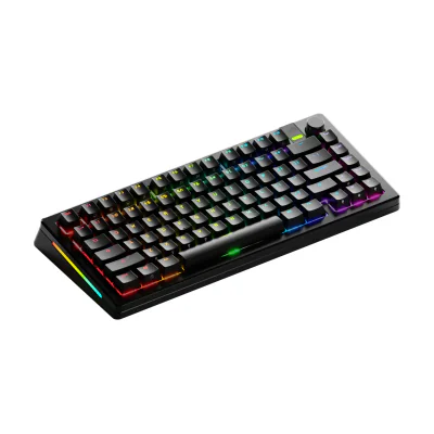 Glorious Gaming GMMK 3 PRO 75% Prebuilt Wireless Black - US, Wired & Wireless, USB + RF Wireless + Bluetooth, Mechanical, QWERTY, RGB LED, Black