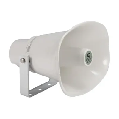 Goarna pentru exterior (waterproof horn speaker) ITC T-720A, pentru sisteme de Public Address (PA), trepte 15W-30W @ 100V, SPL(1W/1M) 103dB± 3dB, frequency response 300-13KHz, impedance Black: Com Green: 670Ω White: 330Ω, material ABS, culoare alba, 