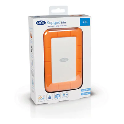 Hard disk extern LACIE HDD Extern Lacie Mini, 2TB, USB 3.2 Gen 1, Orange, Silver