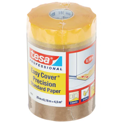 Hârtie de protecție cu bandă adezivă TESA EASY-COVER-PRECISION/25X180, 25 m, lățime 19 mm