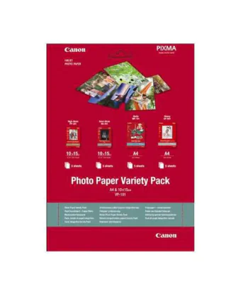 Hartie foto Canon VP-101S Variety Pack, dimensiune 10x15cm, greutate 200g/m2, 20 coli, 5 High gloss, 5 semi gloss, 5 matte, 5 glossy.