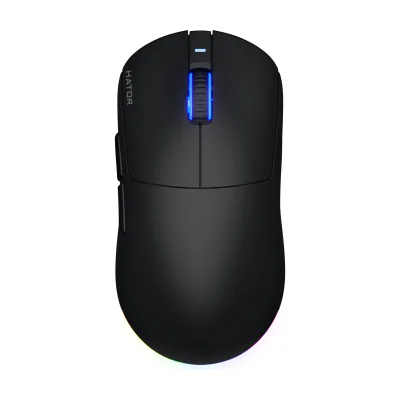 HATOR Quasar 3 Wireless, Ambidextrous, Optical, RF Wireless + Bluetooth + USB Type-A, 12000 DPI, Black