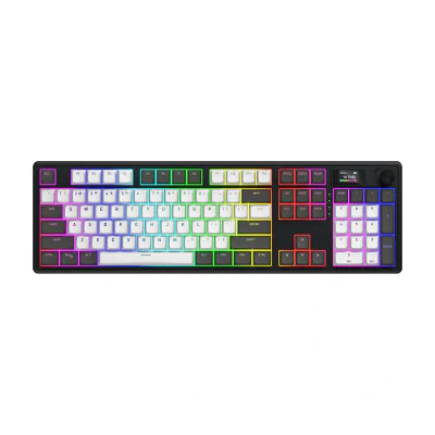 HATOR Skyfall Pro Wireless 100, Wired & Wireless, USB + RF Wireless + Bluetooth, Mechanical, QWERTY, RGB LED, Black, Grey