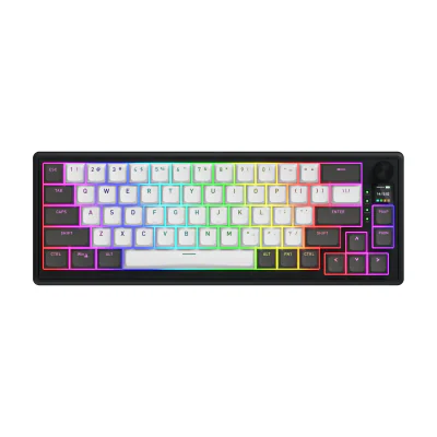 HATOR Skyfall Pro Wireless 65, Wired & Wireless, USB + RF Wireless + Bluetooth, Mechanical, QWERTY, RGB LED, Black, Grey