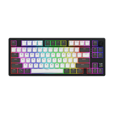 HATOR Skyfall Pro Wireless 80, Wired & Wireless, USB + RF Wireless + Bluetooth, Mechanical, QWERTY, RGB LED, Black, Grey