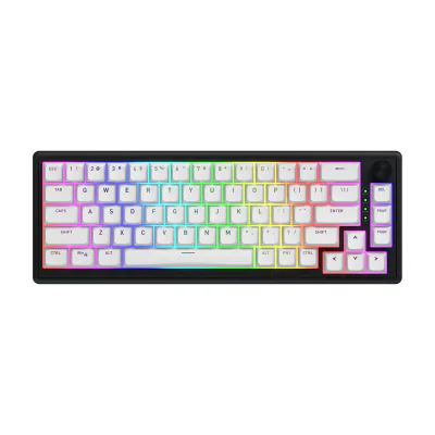 HATOR Skyfall Wireless 65, Wired & Wireless, USB + RF Wireless + Bluetooth, Mechanical, QWERTY, RGB LED, Black, White