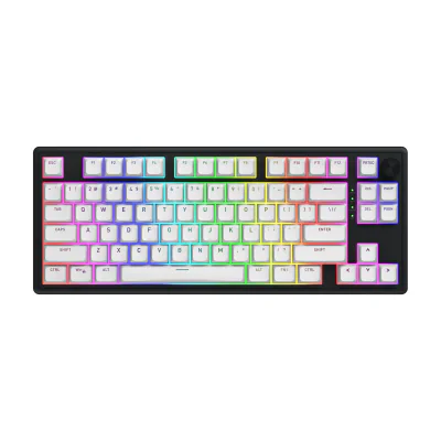 HATOR Skyfall Wireless 80, Wired & Wireless, USB + RF Wireless + Bluetooth, Mechanical, QWERTY, RGB LED, Black, White