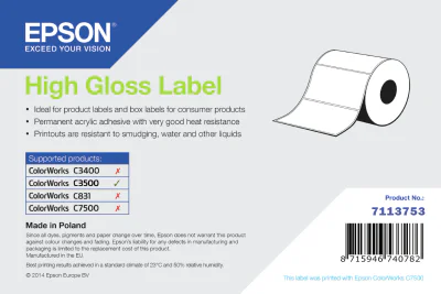 HIGH GLOSS LABEL DIE-CUT ROLL/102MM X 51MM 610 LABELS