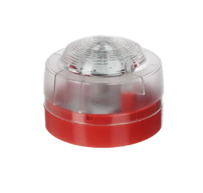 Honeywell Flash cu lentila transparenta;Tensiune de operare: 12 - 29 V DC; Consum: 26 mA @ 29 V dc; Rata flash: 0.5 Hz; Culoare LED: alb; Lentila: PC transparenta; Carcasa: PC-ABS rosu; Grad protectie: IP21C; Certificare: EN54-23; Temperatura de func