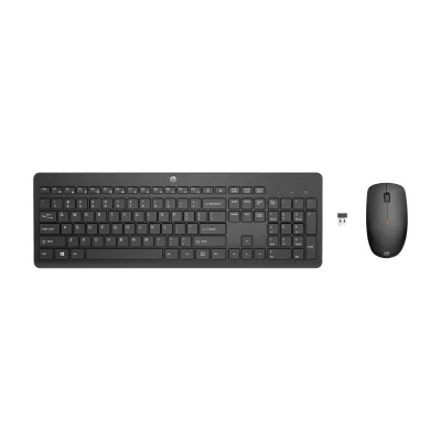 HP 230 Wireless Mouse and Keyboard Combo, Full-size, Wireless, RF Wireless, Membrane, Black, Mouse included