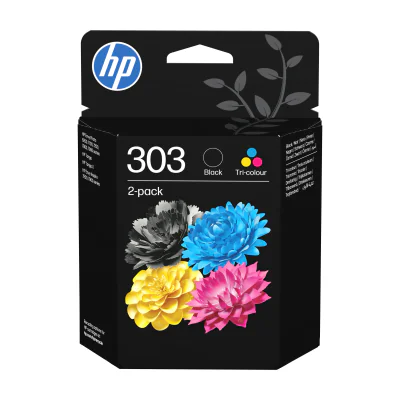 HP 303 2-pack Black/Tri-color Original Ink Cartridges, Standard Yield, Black, Cyan, Magenta, Yellow, Pigment-based ink, Dye-based ink, 4 ml, 4 ml