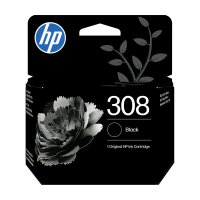 HP 308 Black Original Ink Cartridge, Standard Yield, Black, Pigment-based ink, 1 pc(s), 160 pages, Single pack