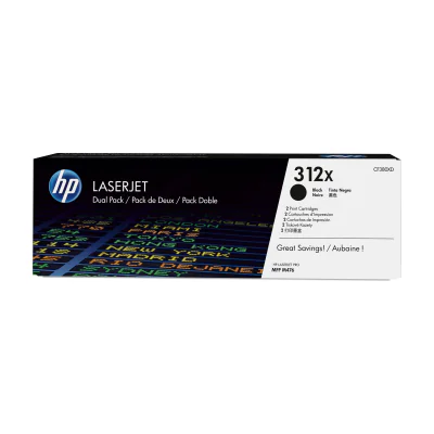 HP 312X 2-pack High Yield Black Original LaserJet Toner Cartridges, 8800 pages, Black, 2 pc(s)