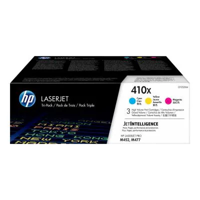 HP 410X 3-pack High Yield Cyan/Magenta/Yellow Original LaserJet Toner Cartridges, 5000 pages, Cyan, Magenta, Yellow, 3 pc(s)