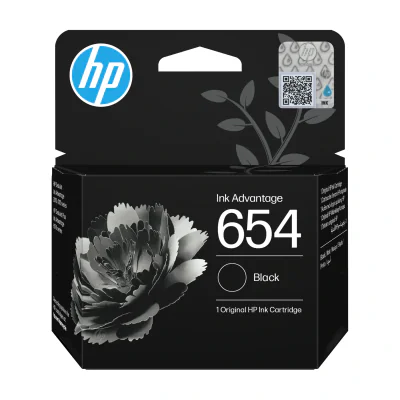 HP 654 Black Original Ink Advantage Cartridge, Standard Yield, Black, Pigment-based ink, 8 ml, 1 pc(s), 400 pages